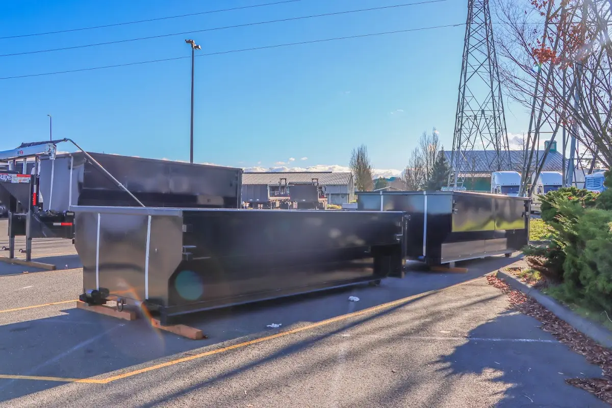 Roll-off dumpster ready for waste disposal at job site for 4 Yard Dumpster Rental in Vashon